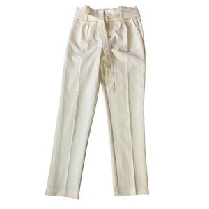 HAVE Los Angelos White Straight-Leg Trousers With Tie Waist Medium